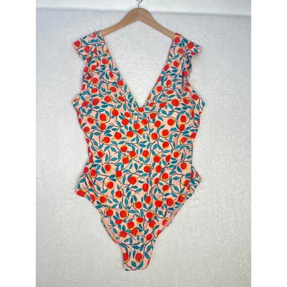 DVF for Summersalt Peach Ruffle Backflip Swimsuit One Piece size 20 - Picture 4 of 10